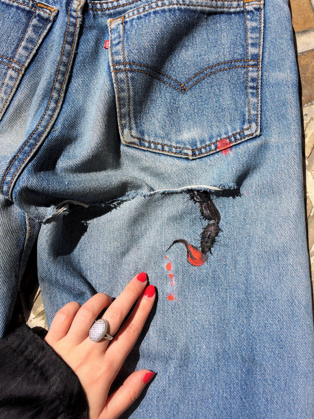 80s Levi’s 501 remake painted scorpions